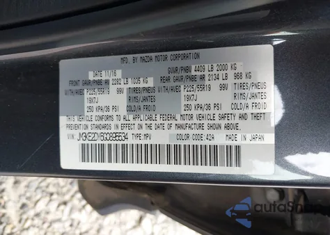 2016 Mazda Cx-5 Grand Touring z USA, uszkodzony, nr VIN JM3KE2DY6G0895534